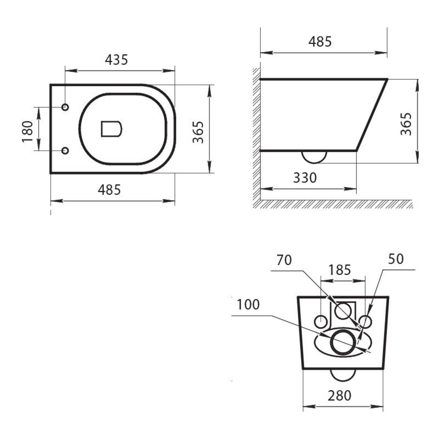 Унитаз Art & Max Ovale AM011CHR-MB/SC подвесной, безободковый, с сиденьем микролифт, цвет черный матовый