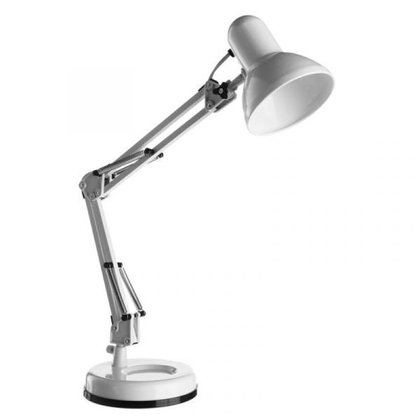 Офисная настольная лампа Arte Lamp Junior A1330LT-1WH, арматура белая, плафон металл белый, 15х35 см