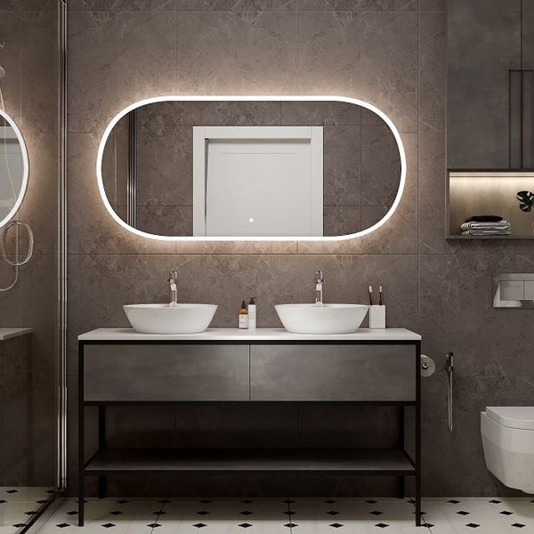 Зеркало Art & Max Bari 70x110, с подсветкой и диммером, цвет белый матовый - фото 1