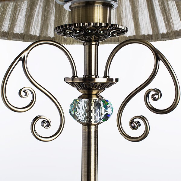 Интерьерная настольная лампа Arte Lamp Charm A2083LT-1AB, арматура бронза / прозрачная, плафон ткань бежевая, 28х28 см - фото 1