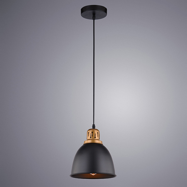Подвесной светильник Arte Lamp Eurica A4245SP-1BK, арматура черная / медь, плафон металл черный, 21х21 см