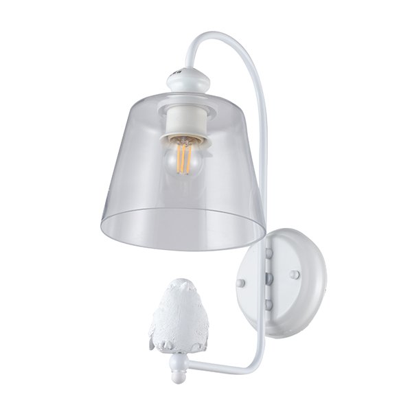 Бра Arte Lamp Passero A4289AP-1WH, арматура белая, плафон стекло дымчатое, 18х21 см