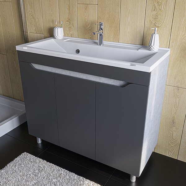 Мебель для ванной Stella Polar Абигель 80, с 3 дверцами, цвет серый / цемент