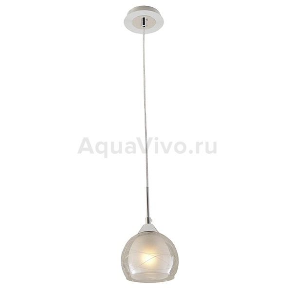 Подвесной светильник Citilux Буги CL157111, арматура хром / белый, плафон стекло белое / прозрачное, 15х15 см