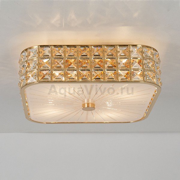 Потолочный светильник Citilux Портал CL324242, арматура золото, плафон стекло / хрусталь прозрачный, 31х31 см
