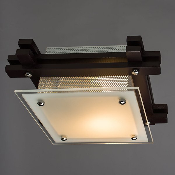 Потолочный светильник Arte Lamp Archimede A6462PL-1CK, арматура коричневая / хром, плафон стекло белое, 23х23 см - фото 1