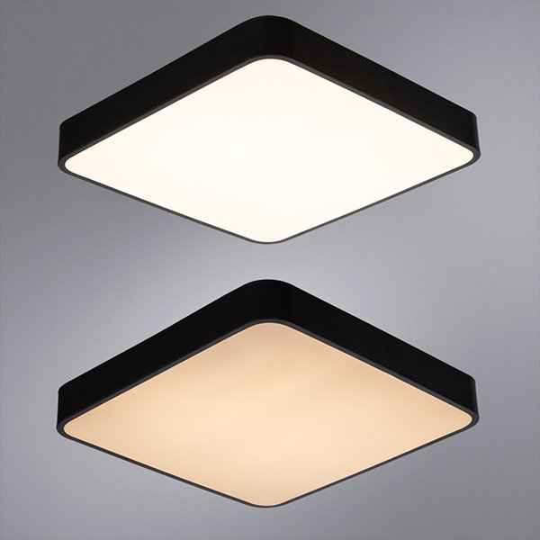 Потолочный светильник Arte Lamp Scena A2663PL-1BK, арматура черная, плафон пластик белый, 40х40 см