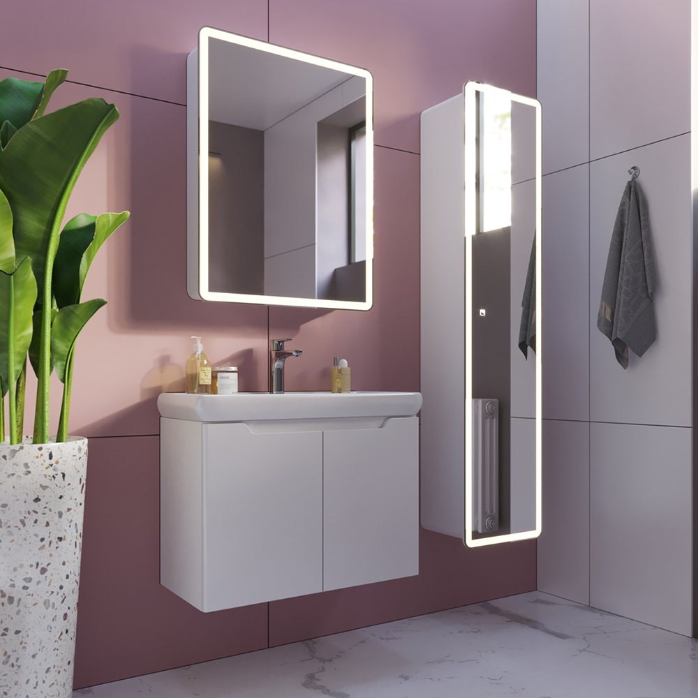 Мебель для ванной Dreja Q (D) 70, с 2 дверцами, цвет белый глянец