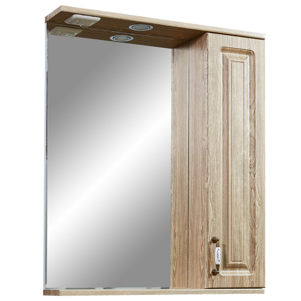 Шкаф-зеркало Stella Polar Кармела 65/С, правый, с подсветкой, цвет карпатская ель