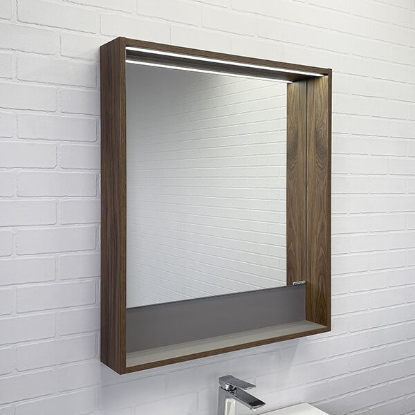 Зеркало Comforty Томари 70x80, с подсветкой, цвет дуб темно-коричневый