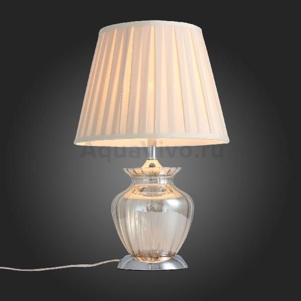 Прикроватная лампа ST Luce Assenza SL967.104.01, арматура металл / стекло, цвет хром, плафон текстиль, цвет бежевый - фото 1