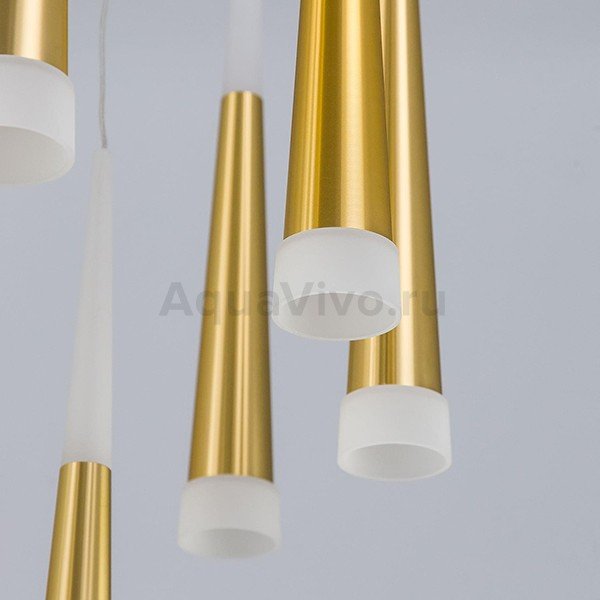 Подвесной светильник Citilux Вегас CL227142, арматура золото, плафоны полимер белый / золото, 45х45 см