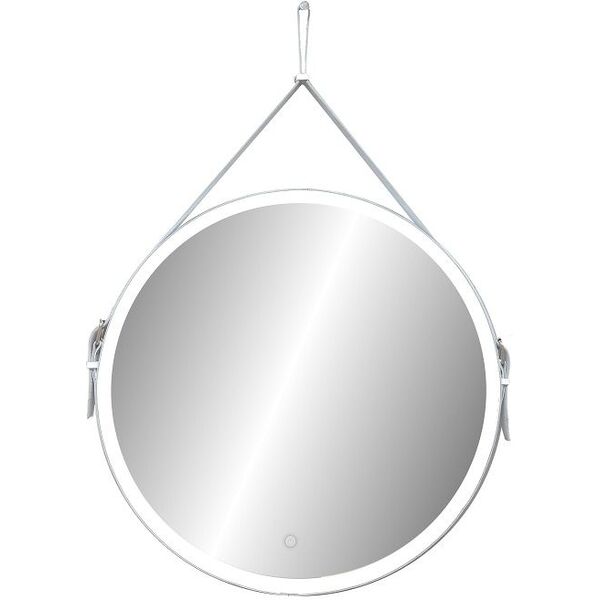 Зеркало Art & Max Milan 100x100, на кожаном ремне, с подсветкой и диммером, цвет белый - фото 1