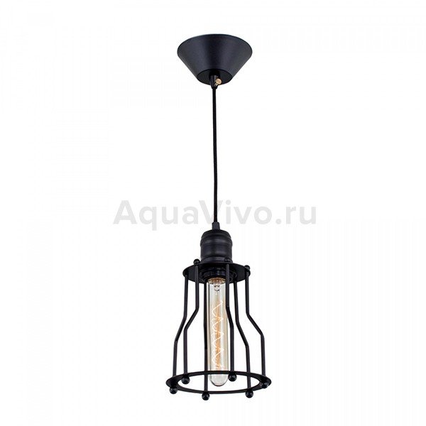 Подвесной светильник Citilux Эдисон CL450201, арматура черная, плафон металл черный, 15х15 см - фото 1