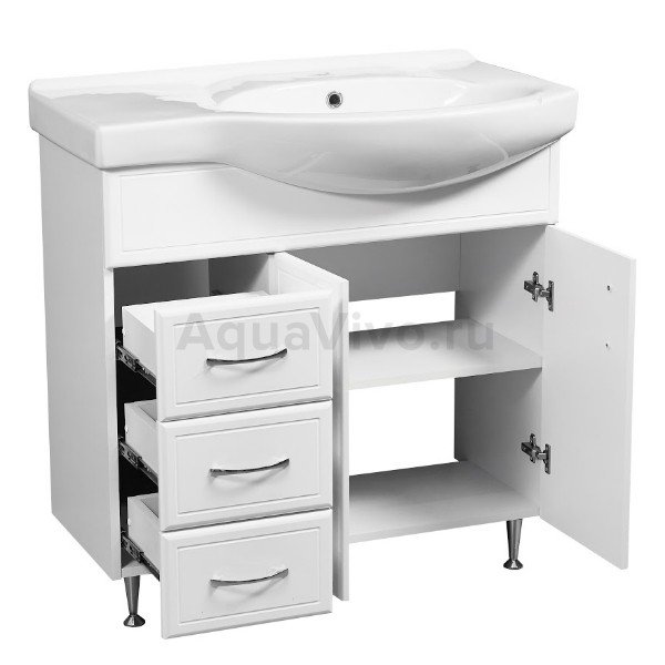 Мебель для ванной Stella Polar Концепт 80, напольная, цвет белый, левая - фото 1
