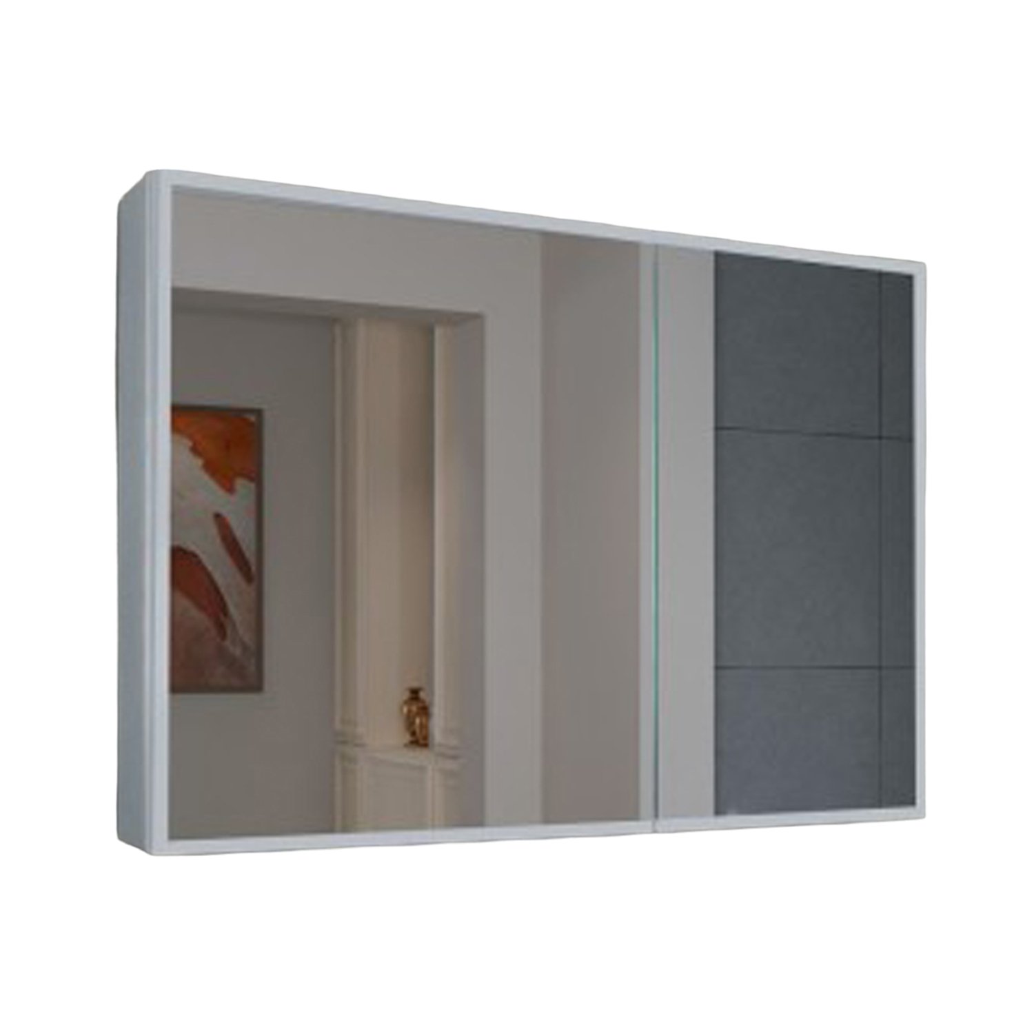 Шкаф-зеркало Esbano ES-3808D 80, с подсветкой, функцией антизапотевания, крючками для фена, цвет алюминий