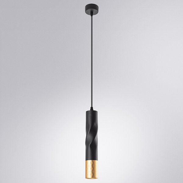 Подвесной светильник Arte Lamp Sadr A3280SP-1BK, арматура черная, плафон металл черный / золото, 6х6 см - фото 1