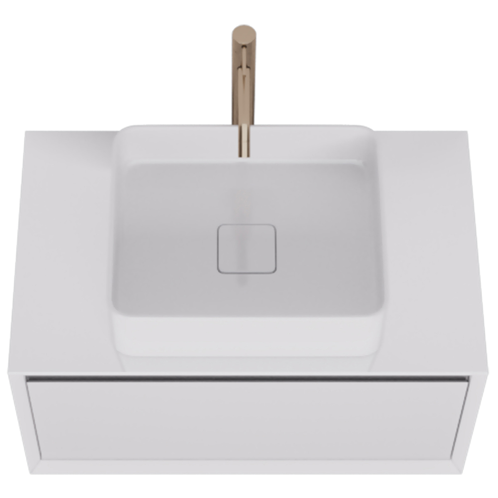 Мебель для ванной Dreja Insight 80, с 1 ящиком, со стеклянной столешницей, цвет белый глянец