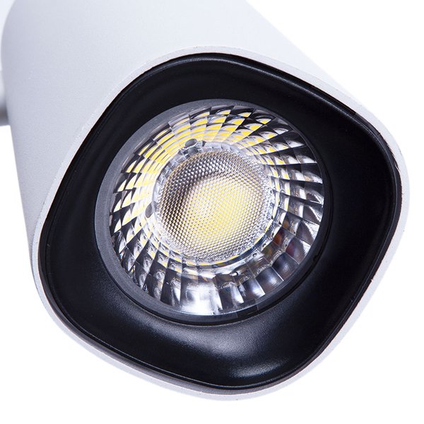 Трековый светильник Arte Lamp Barut A4563PL-1WH, арматура белая, плафон металл белый / черный, 8х14 см - фото 1