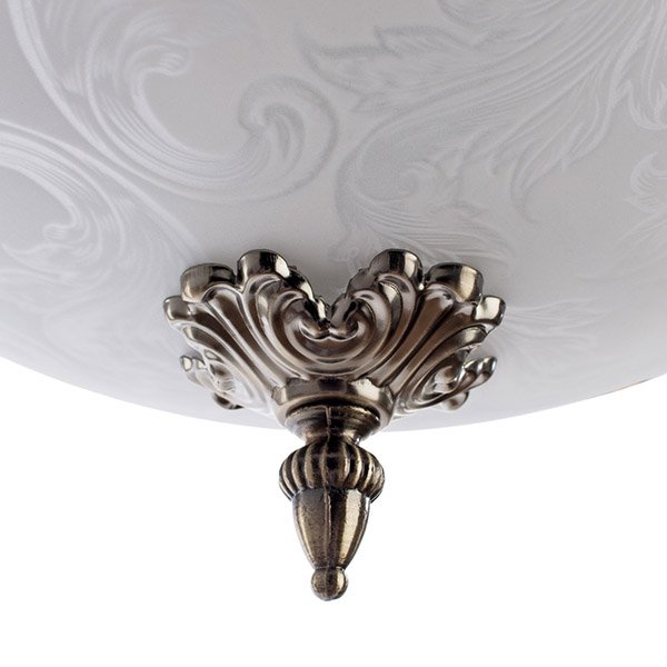 Потолочный светильник Arte Lamp Crown A4541PL-3AB, арматура бронза, плафон стекло белое, 41х41 см