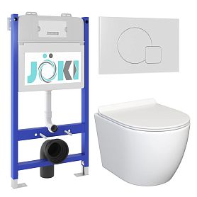 Комплект: JOKI Инсталляция JK03351+Кнопка JK024540WM белый+Stella JK1061016 унитаз белый - фото 1