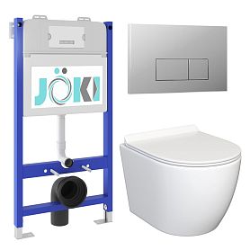 Комплект: JOKI Инсталляция JK03351+Кнопка JK202501CH хром+Stella JK1061016 унитаз белый - фото 1