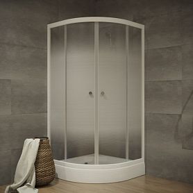 Душевой уголок Тритон Лайт 100x100 А, стекло прозрачное с градиентом, профиль белый - фото 1