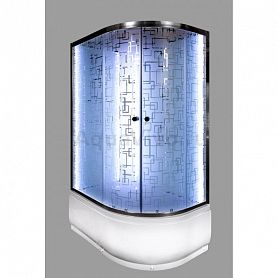 Душевая кабина Deto EM 4512 LED 120х80, стекло матовое с узором, профиль хром, с подсветкой и гидромассажем, левая - фото 1