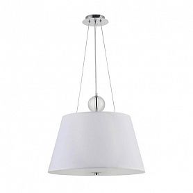 Подвесной светильник Maytoni Bergamo MOD613PL-03W, арматура хром, плафон ткань белая, 42х42 см - фото 1
