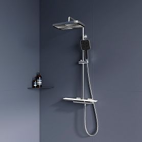 Душевая стойка RGW Shower Panels SP-34, с верхним душем, термостатическим смесителем, цвет хром - фото 1