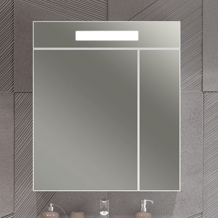 Шкаф-зеркало Опадирис Фреш 70, с подсветкой, цвет белый