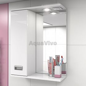 Шкаф-зеркало Какса-А Пикколо 60, левый, с подсветкой, цвет белый - фото 1