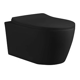 Унитаз CeruttiSPA Sella Aria MBF CT10016 подвесной, безободковый, с сиденьем микролифт, цвет черный матовый - фото 1