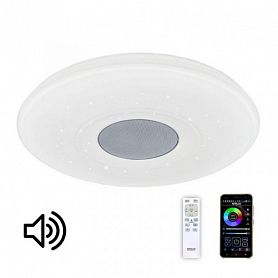 Потолочная люстра Citilux Light & Music CL703M60, с Bluetooth, арматура белая, плафон полимер глянцевый белый, 50х50 см - фото 1
