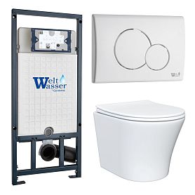 Комплект: Weltwasser Инсталляция Mar 507+Кнопка Mar 507 RD GL-WT белый+Astra JK8021052 белый унитаз - фото 1