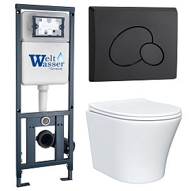 Комплект: Weltwasser Инсталляция Mar 410+Кнопка Mar 410 RD MT-BL черный+Astra JK8021052 белый унитаз - фото 1