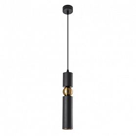 Подвесной светильник Arte Lamp Ran A3162SP-1BK, арматура черная, плафон металл черный / золото, 6х6 см - фото 1