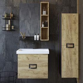 Мебель для ванной Sanflor Выборг 60, цвет черный / дуб крафт золотой - фото 1