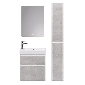 Мебель для ванной Dreja Slim 65, с 2 ящиками, цвет белый глянец / бетон - фото 1