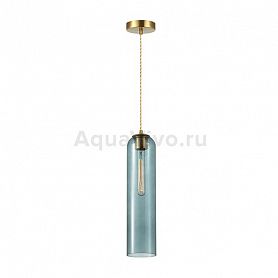 Подвесной светильник Odeon Light Vosti 4641/1, арматура золото, плафон стекло синее, 10х10 см - фото 1
