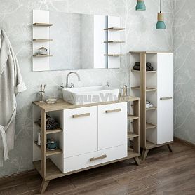Мебель для ванной Sanflor Ингрид 120, под раковину Олимпия 56, цвет белый матовый / вяз швейцарский - фото 1