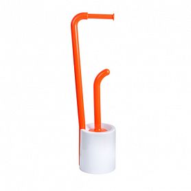Стойка Fixsen Wendy FX-7032-48 напольная, с держателем туалетной бумаги и ершиком, цвет оранжевый / белый - фото 1
