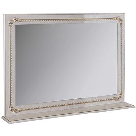 Зеркало Mixline Сальери 105x69, с полочкой, цвет белый / патина золото - фото 1