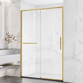 Душевая дверь Vincea Slim Soft VDS-1SS Slim Soft 140x200, стекло прозрачное, профиль брашированное золото - фото 1