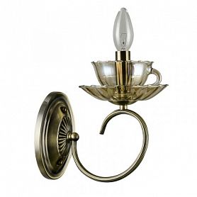 Бра Arte Lamp Tet-A-Tet A1750AP-1AB, арматура цвет бронза, плафон/абажур стекло, цвет янтарный - фото 1