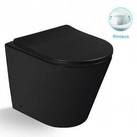 Унитаз SantiLine SL-5020 MB приставной, безободковый, с сиденьем микролифт, цвет черный матовый - фото 1