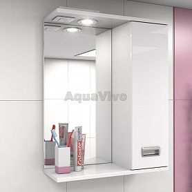 Шкаф-зеркало Какса-А Пикколо 60, правый, с подсветкой, цвет белый - фото 1