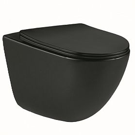 Унитаз Esbano Lotus Matt Black подвесной, безободковый, с сиденьем микролифт, цвет черный матовый - фото 1