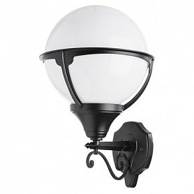 Настенный фонарь уличный Arte Lamp Monaco A1491AL-1BK, арматура черная, плафон пластик белый, 27х30 см - фото 1