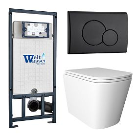 Комплект: Weltwasser Инсталляция Mar 507+Кнопка Mar 507 RD MT-BL черная+Verna JK3021022 белый унитаз - фото 1